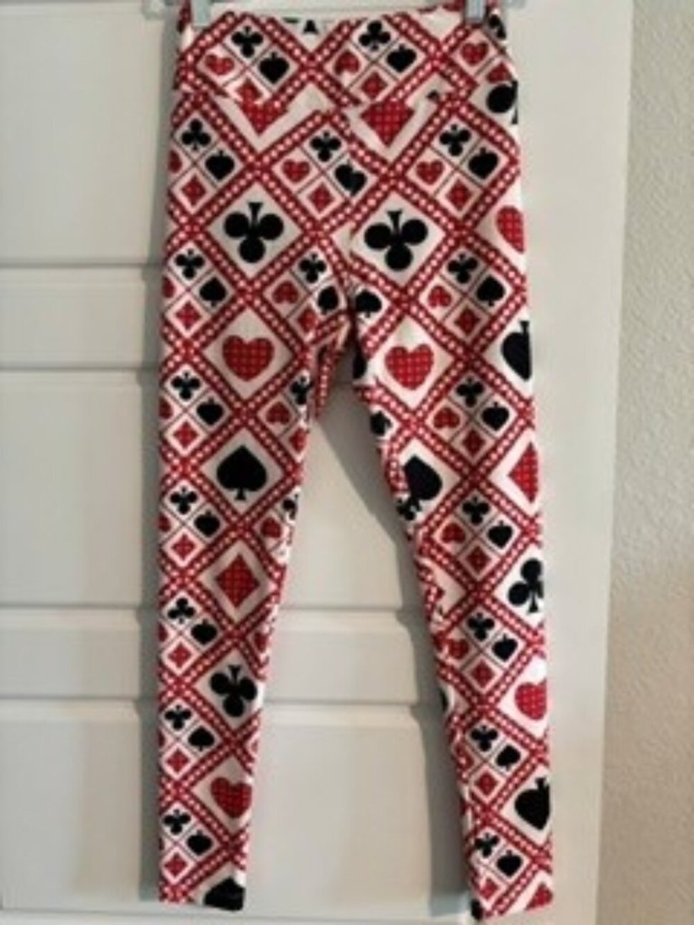 LuLaRoe One Size Playing Card Print Leggings Red Black White